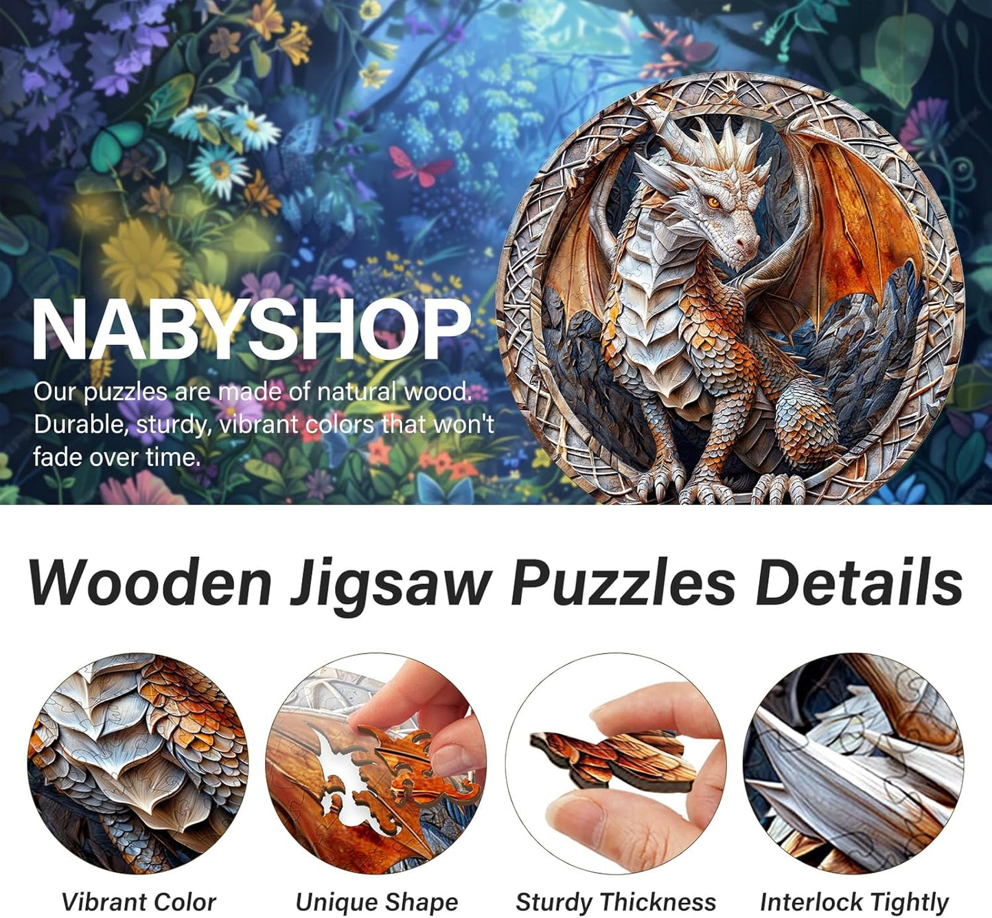 Wooden Puzzles for Adults, Cave Dragon Puzzle, Wood Adult Puzzle, Wooden Puzzle for Family Game and Birthday Gifts for DIY Lover (S-8.5 * 8.5in 100pcs)