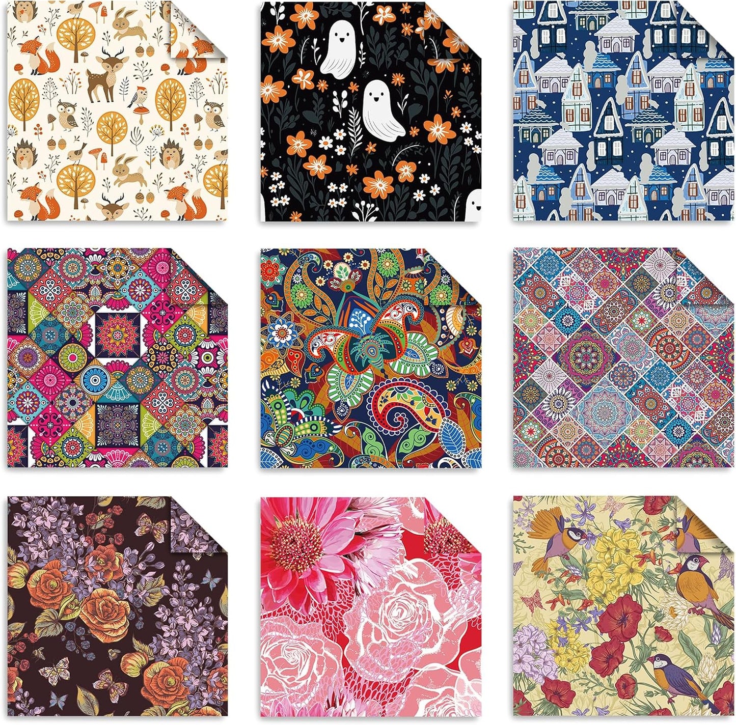 Origami 6x6 Paper Kit 150 Sheets 150 Vivid Colors Double Sided Same Printed Traditional Patterns Square for Arts Crafts Projects Japan Traditional Chiyo.Bohemian