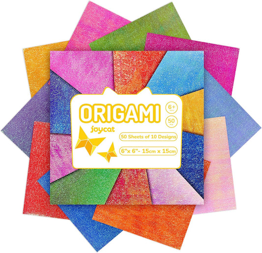 Textured Origami Paper 6x6 Inches - 50 Sheets Durable and tear-resistant with Artistic Patterns - Premium Craft Paper for Beginners & Experts, Ideal for Scrapbooking, Card Making and DIY Crafts