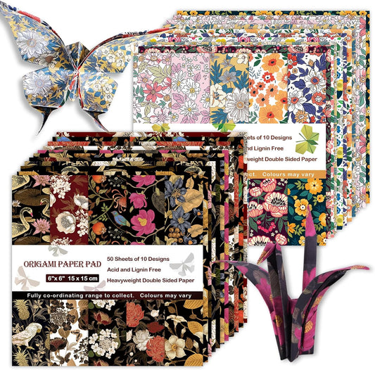 Origami Paper Kit 100 Sheets 6 Inch Square Double Sided Color 20 Vivid Colors for Hand Crafts Origami Paper Arts Creativity.Luxuriant Flowers