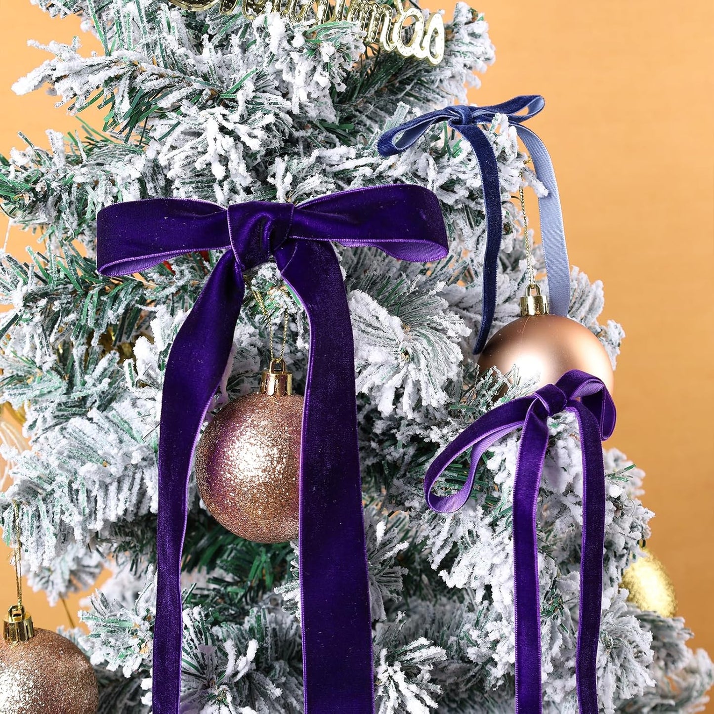 LaRibbons Thin Velvet Ribbon 3/8 Inch x 25 Yards, Purple Velvet Ribbon for Christmas Tree, Gift Wrapping, Wreath Bow, Outdoor Decoration