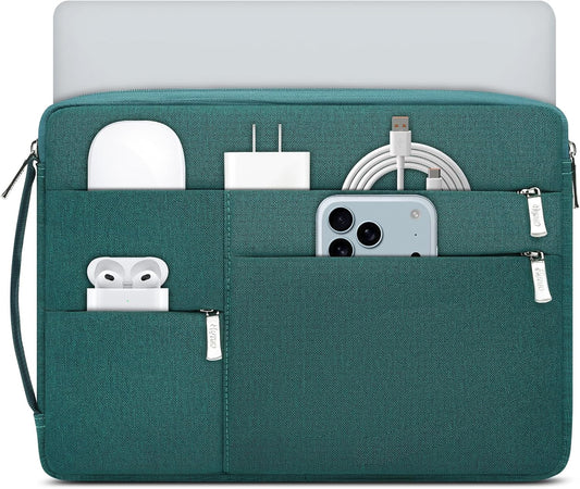 HYZUO 14-15 Inch Laptop Sleeve Bag for MacBook Air 15 M4 M3 M2, MacBook Pro 15, 15" Surface Laptop, XPS 14/15 Plus, Portable NoteBook Case for 14" HP Dell Lenovo ThinkPad Asus Acer, Dark Green