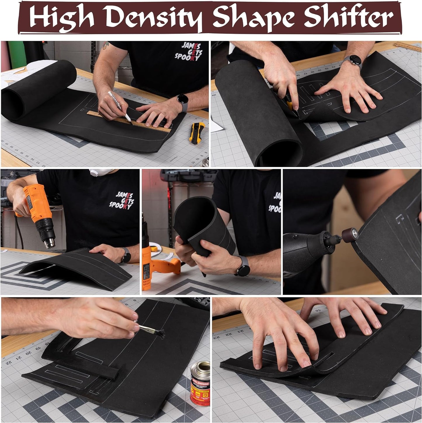 Shape Retention EVA Cosplay Foam 4mm (1mm-10mm) 14x39 inch Black or White High Density EVA Foam Sheets. Premium 85 kg/m3 Heat Shape Material for DIY Convention or Halloween Costumes by The Foamory