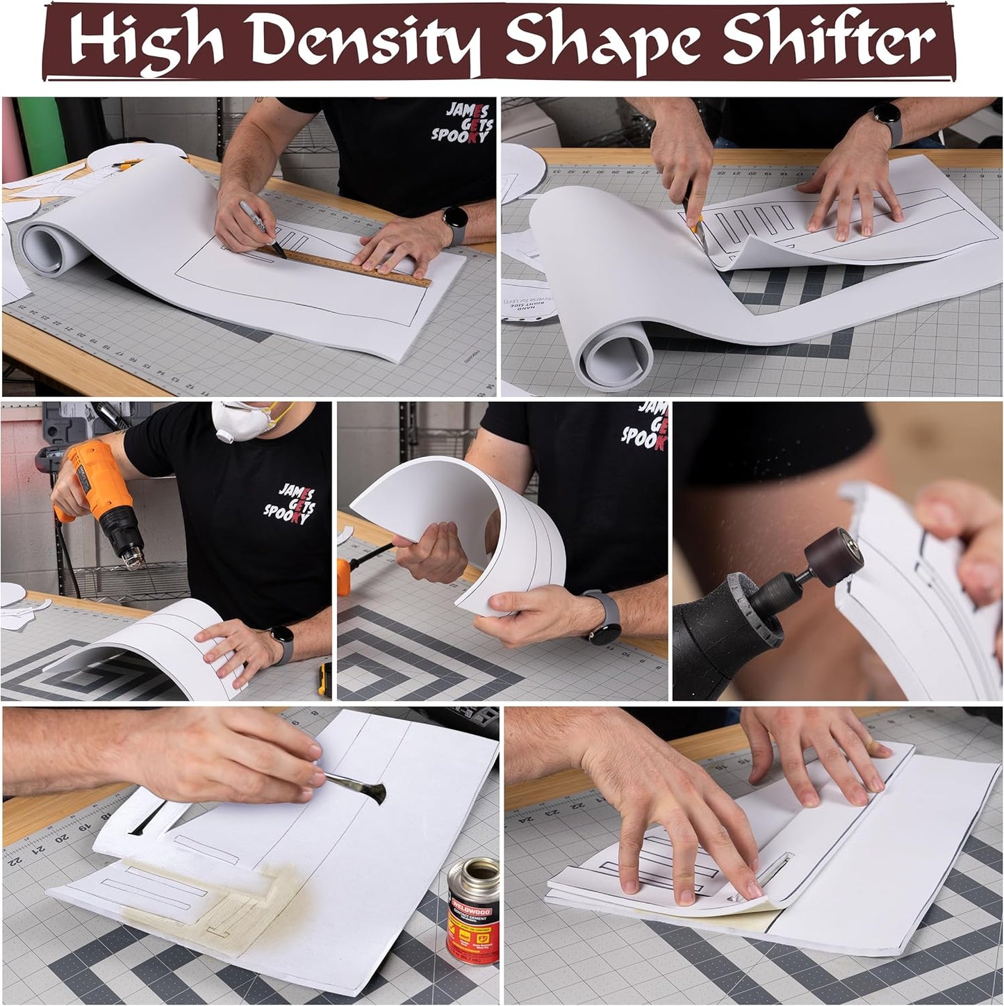 Shape Retention EVA Cosplay Foam 1mm (1mm-10mm) 14x39 inch White or Black High Density EVA Foam Sheets. Premium 85 kg/m3 Heat Shape Material for DIY Convention or Halloween Costumes by The Foamory