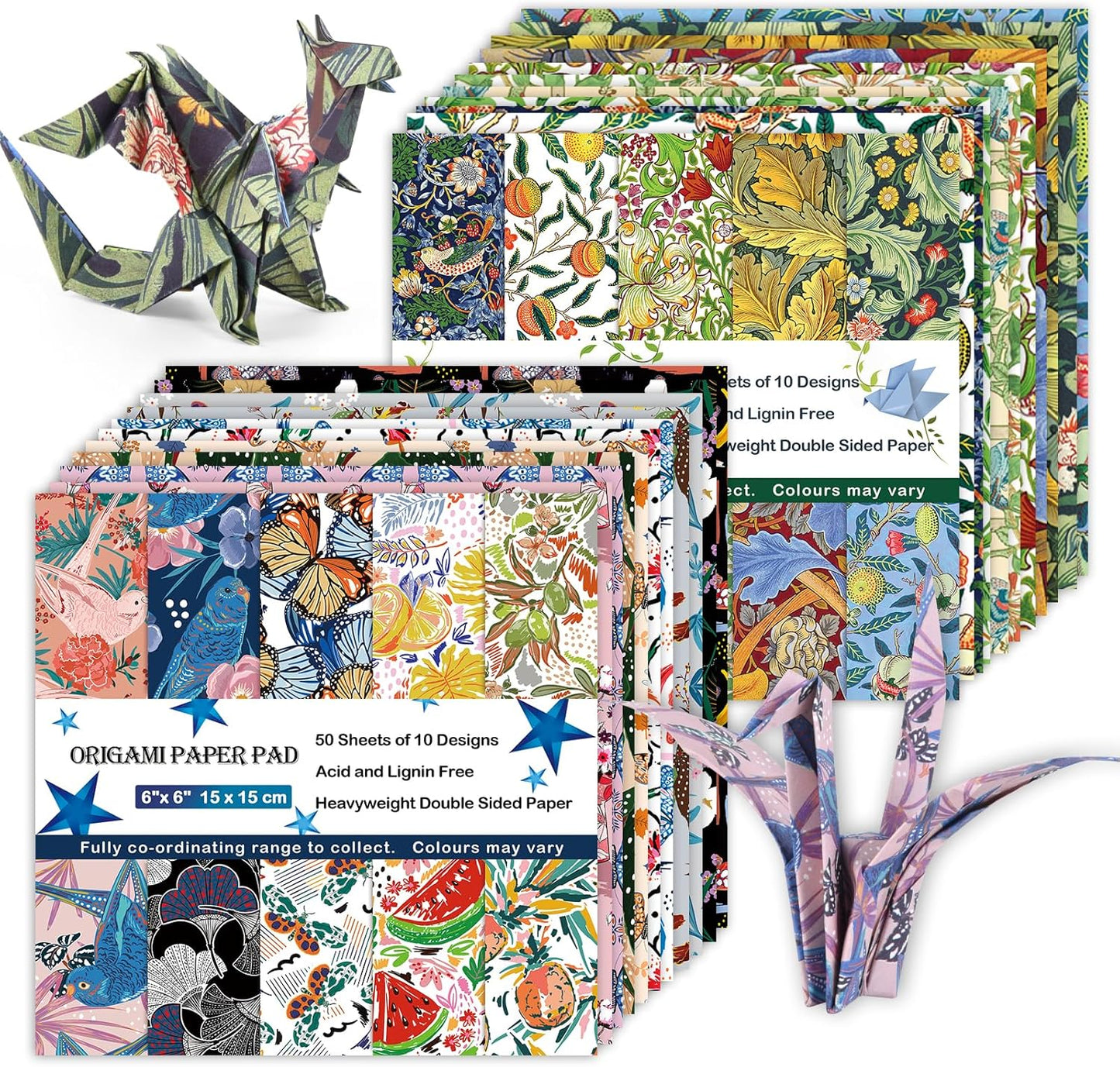 Origami Paper Kit 100 Sheets 6 Inch Square Double Sided Color 20 Vivid Colors for Hand Crafts Origami Paper Arts Creativity.Summer