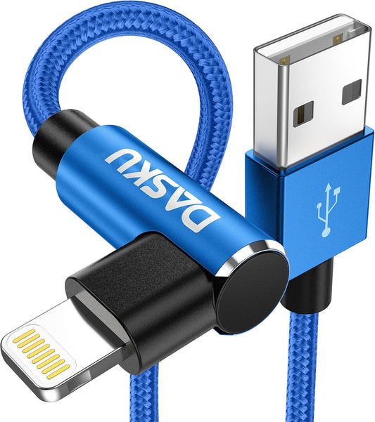 iPhone Charger 6FT 90 Degree iPhone Charging Cable 2 Pack MFi Certified USB Lightning Cable Nylon Braided 6 Feet Fast Cord Compatible with iPhone 14/13/12/11/X/Max/8/7/6/6S/5/5S/SE/Plus/iPad